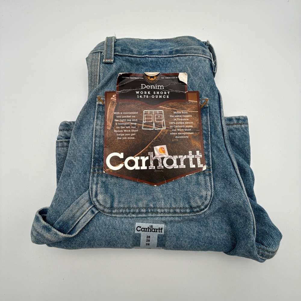 Carhartt‎ Denim Carpenter Jean Work Shorts Mens 28 B29 STW Stonewashed NWT NOS